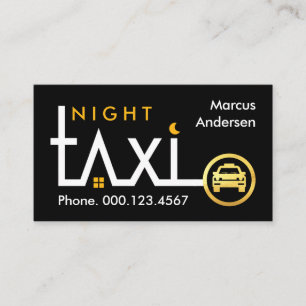 Tarjeta De Visita Línea de Dirección de Ruta de Taxi Nocturno