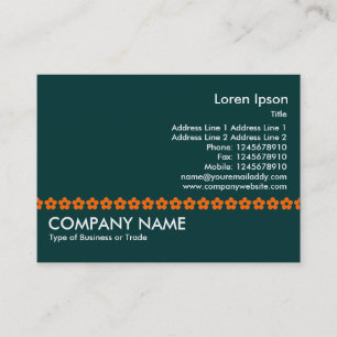 Tarjeta De Visita Línea de Flores naranjas - Verde de Jade Oscuro