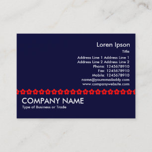 Tarjeta De Visita Línea de Flores Rojas - Azul marino
