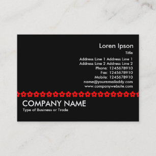 Tarjeta De Visita Línea de flores rojas - Negro