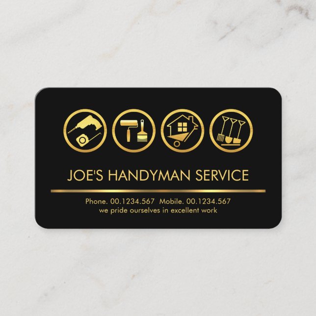 Tarjeta De Visita Línea de oro de Herramientas de Mano (Anverso)