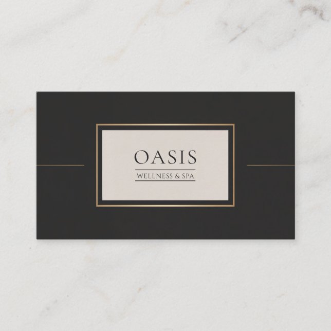Tarjeta De Visita Línea de oro negro rectángulo elegante moderno (Anverso)