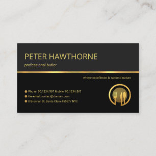 Tarjeta De Visita Línea de oro Retro Profesional, Servicio Butler