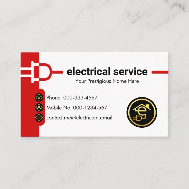 Tarjeta De Visita Línea de suministro eléctrico de enchufe (Anverso)