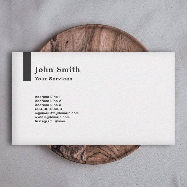 Tarjeta De Visita Línea gruesa vertical, ultraMinimalista (Vertical Thick Line, Ultra Minimalist Business Card)