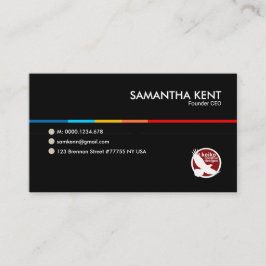 Tarjeta De Visita Línea llamativa negra simple fundador del CEO