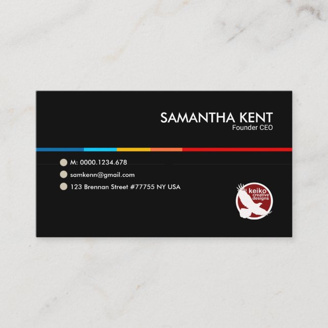 Tarjeta De Visita Línea llamativa negra simple fundador del CEO (Anverso)