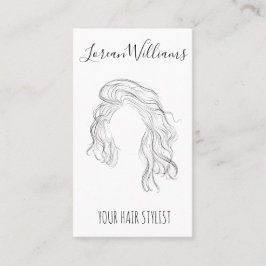 Tarjeta De Visita Línea minimalista Art Larga Wavy Natural Hair Styl