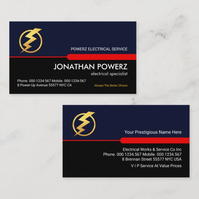 Tarjeta De Visita Línea roja azul eléctrica (Anverso / Reverso)