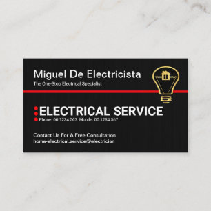 Tarjeta De Visita Línea roja simple negro simple línea eléctrica