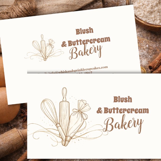 Tarjeta De Visita Lineart Elegant Pastel Bakery Branding (Subido por el creador)