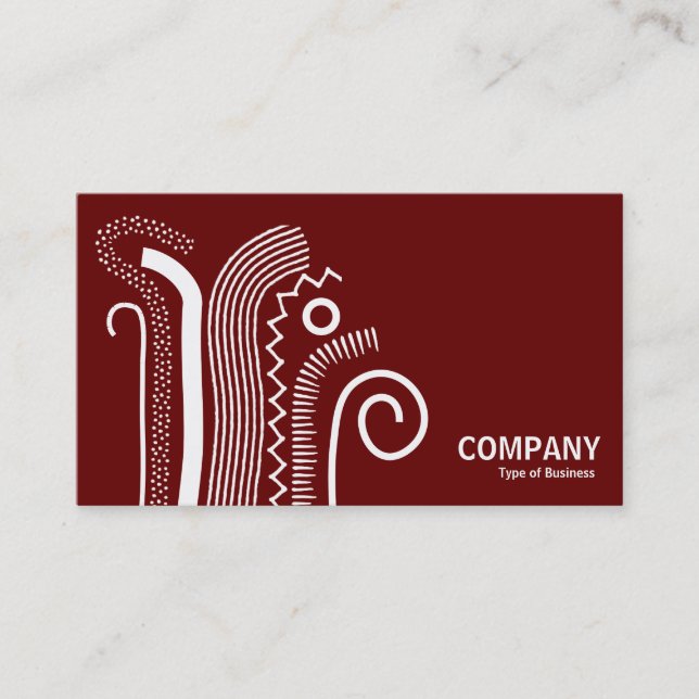 Tarjeta De Visita Líneas abstractas 02- Blanco sobre rojo oscuro (Anverso)