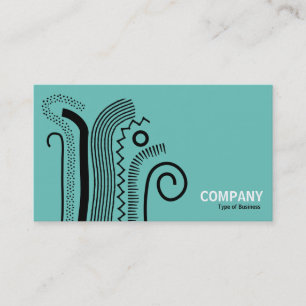 Tarjeta De Visita Líneas abstractas 02- Verde azulado negro sobre lu