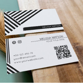 Tarjeta De Visita Líneas abstractas en blanco y negro urbanas modern