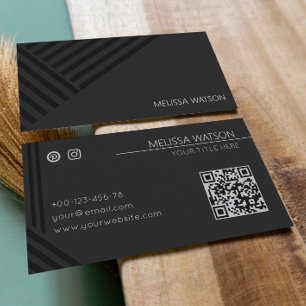 Tarjeta De Visita Líneas abstractas negras masculinas modernas