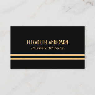 Tarjeta De Visita Líneas Art Deco de estilo - Oro y negro