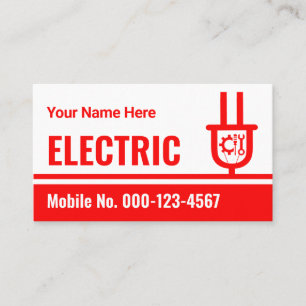 Tarjeta De Visita Líneas de enchufe eléctrico rojo