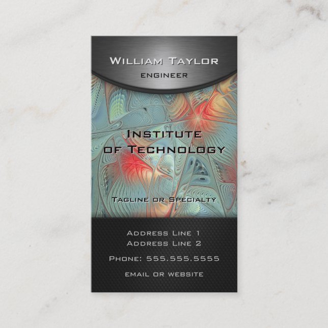 Tarjeta De Visita Líneas de fuerza: elegancia metalizado con código  (Anverso)