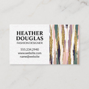 Tarjeta De Visita Líneas de oro   Estilos modernos Brotes de pincel