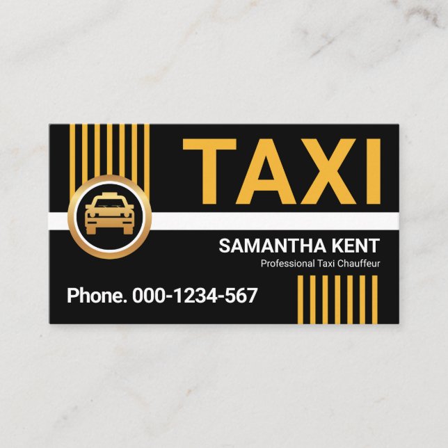 Tarjeta De Visita Líneas de taxi amarillo superestilizadas (Anverso)
