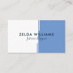 Tarjeta De Visita Líneas geométricas minimalistas en azul y blanco