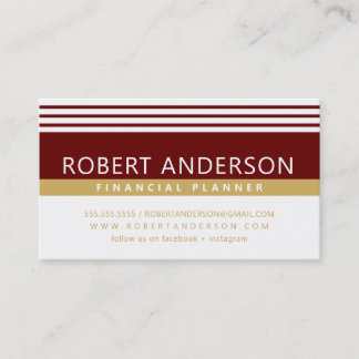 Tarjeta De Visita LÍNEAS MODERNAS SIMPLE de oro burdeos rojo oscuro