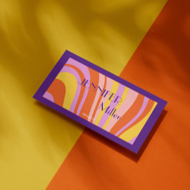 Tarjeta De Visita Líneas onduladas de Boho Retro Código QR de los me