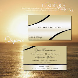 Tarjeta De Visita Líneas onduladas de decoración curvadas beige de c