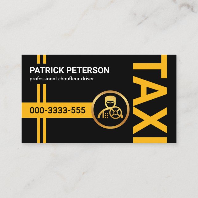 Tarjeta De Visita Líneas verticales de señalización de taxis amarill (Anverso)