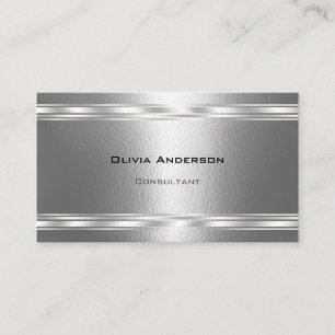 Tarjeta De Visita Líneas y textura modernas de plata