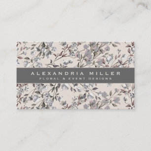 Tarjeta De Visita Linen beige floral  Pancarta gris