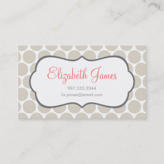 Tarjeta De Visita Linen Beige Mod Big Dots