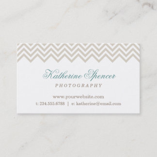 Tarjeta De Visita Linen Beige Modern Chevron and Polka Dots