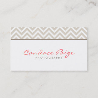 Tarjeta De Visita Linen Beige Modern Chevron Stripes