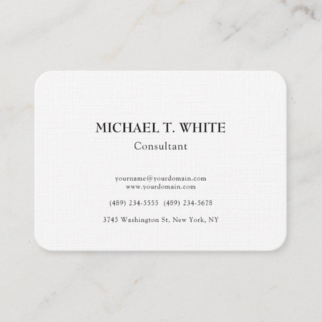 Tarjeta De Visita Linen Clásico Minimalista Profesional Chubby (Anverso)