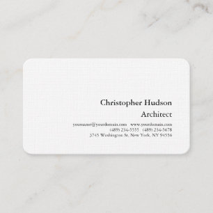 Tarjeta De Visita Linen de Arquitecto Profesional de Llanto Blanco N