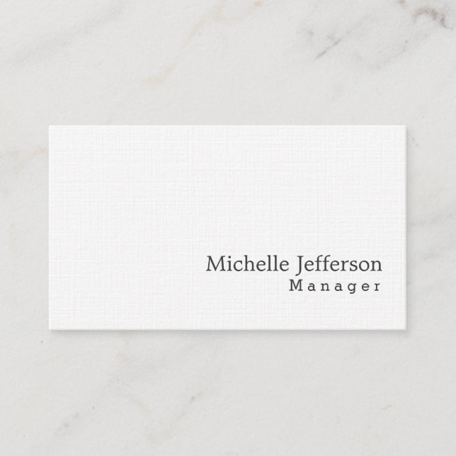 Tarjeta De Visita Linen Elegante Sencillo (Anverso)