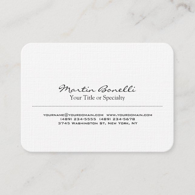 Tarjeta De Visita Linen Especial Único Profesional Moderno (Anverso)