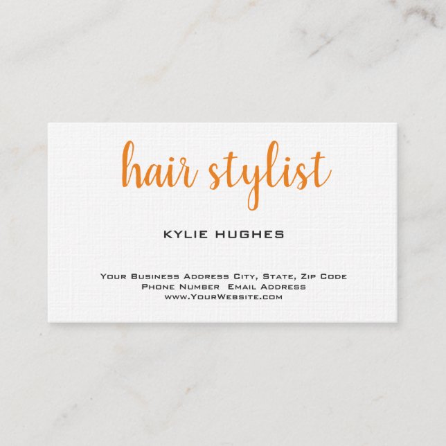 Tarjeta De Visita Linen Feminine Hair Stylist Profesional (Anverso)