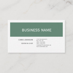 Tarjeta De Visita Linen Forest Green White Plain Artístico Minimalis