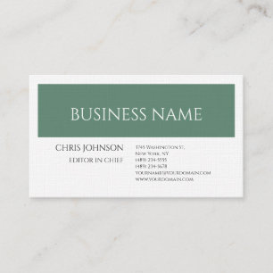 Tarjeta De Visita Linen Forest Green White Plain Artístico Minimalis