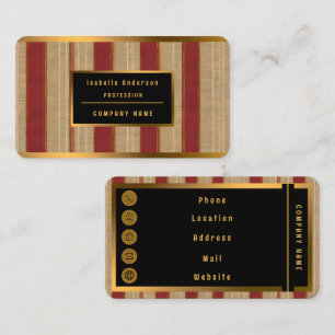 Tarjeta De Visita Linen Luxury Trendy Burgundy Gold Collection