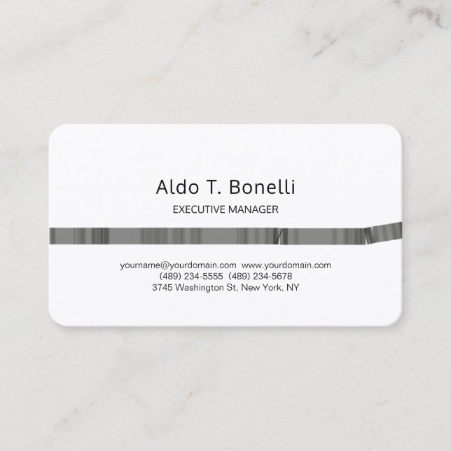 Tarjeta De Visita Linen Moderno Minimalista Blanco Gris (Anverso)
