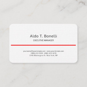 Tarjeta De Visita Linen Moderno Minimalista Blanco Rojo