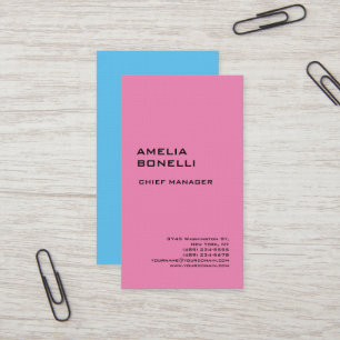 Tarjeta De Visita Linen Moderno Minimalista Profesional Azul rosa