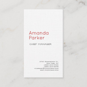 Tarjeta De Visita Linen Moderno Profesional Minimalista Llanto Blanc