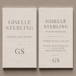 Tarjeta De Visita Linen Monogram Modern Elegant Minimalist 