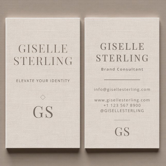 Tarjeta De Visita Linen Monogram Modern Elegant Minimalist  (Subido por el creador)