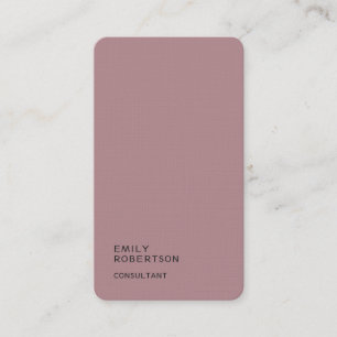 Tarjeta De Visita Linen Plain Dusty Rosa Moderno Minimalista