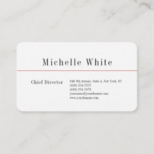 Tarjeta De Visita Linen Plain Elegant White Profesional Moderno
